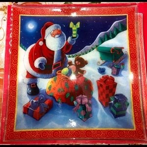 Gorham Santa Holiday Glass Square Platter